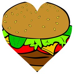 Hamburger-cheeseburger-fast-food Wooden Puzzle Heart by 99art