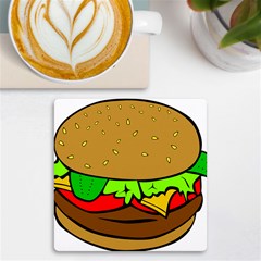 Hamburger-cheeseburger-fast-food Uv Print Square Tile Coaster  by 99art