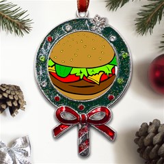 Hamburger-cheeseburger-fast-food Metal X mas Lollipop With Crystal Ornament by 99art