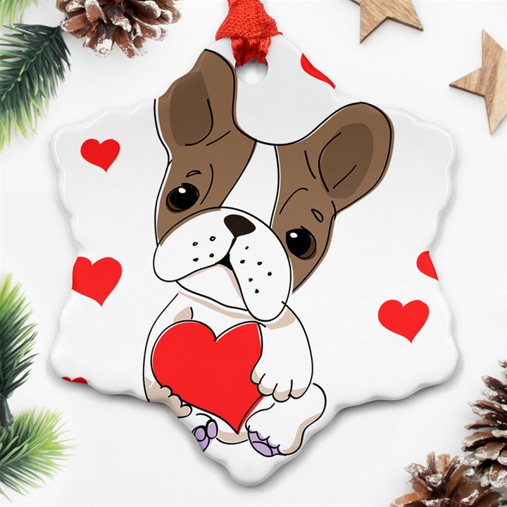 Animation-dog-cute-animate-comic Snowflake Ornament (Two Sides)