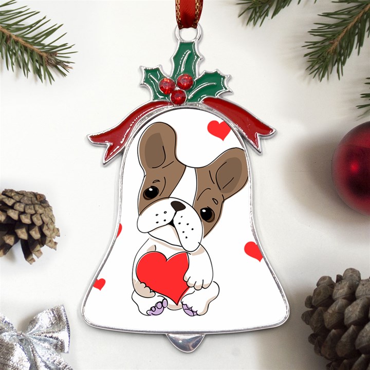 Animation-dog-cute-animate-comic Metal Holly Leaf Bell Ornament