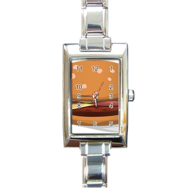 Hamburger-cheeseburger-burger-lunch Rectangle Italian Charm Watch