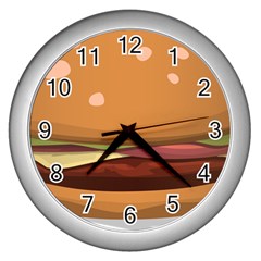 Hamburger-cheeseburger-burger-lunch Wall Clock (silver) by 99art