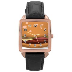 Hamburger-cheeseburger-burger-lunch Rose Gold Leather Watch  by 99art