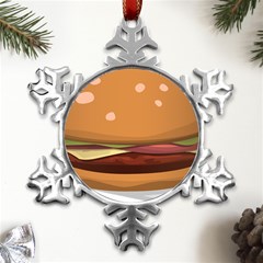 Hamburger-cheeseburger-burger-lunch Metal Small Snowflake Ornament by 99art