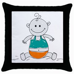 Baby-cute-child-birth-happy Throw Pillow Case (black) by 99art