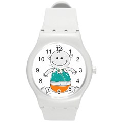 Baby-cute-child-birth-happy Round Plastic Sport Watch (m) by 99art