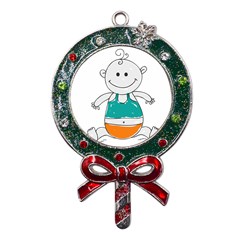 Baby-cute-child-birth-happy Metal X mas Lollipop With Crystal Ornament by 99art