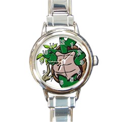 Amphibian-animal-cartoon-reptile Round Italian Charm Watch by 99art