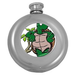 Amphibian-animal-cartoon-reptile Round Hip Flask (5 Oz) by 99art