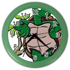 Amphibian-animal-cartoon-reptile Color Wall Clock by 99art