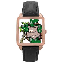 Amphibian-animal-cartoon-reptile Rose Gold Leather Watch  by 99art