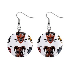 Tribal-masks-african-culture-set Mini Button Earrings by 99art