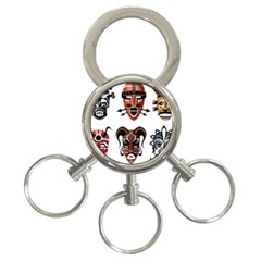 Tribal-masks-african-culture-set 3-ring Key Chain by 99art