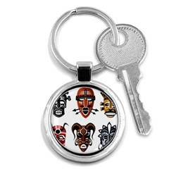 Tribal-masks-african-culture-set Key Chain (round) by 99art