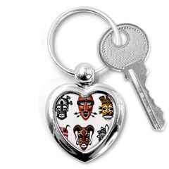 Tribal-masks-african-culture-set Key Chain (heart) by 99art