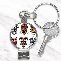 Tribal-masks-african-culture-set Nail Clippers Key Chain by 99art