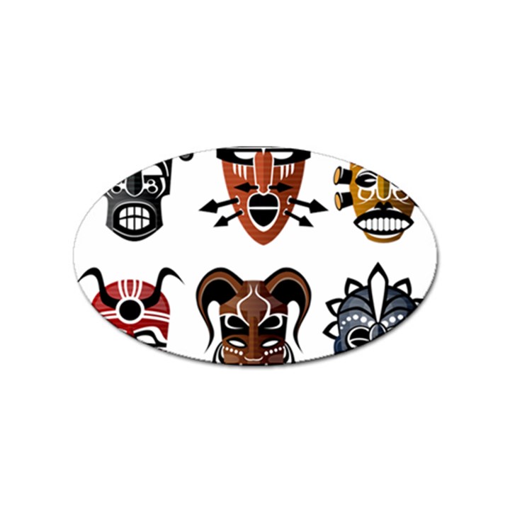 Tribal-masks-african-culture-set Sticker Oval (10 pack)