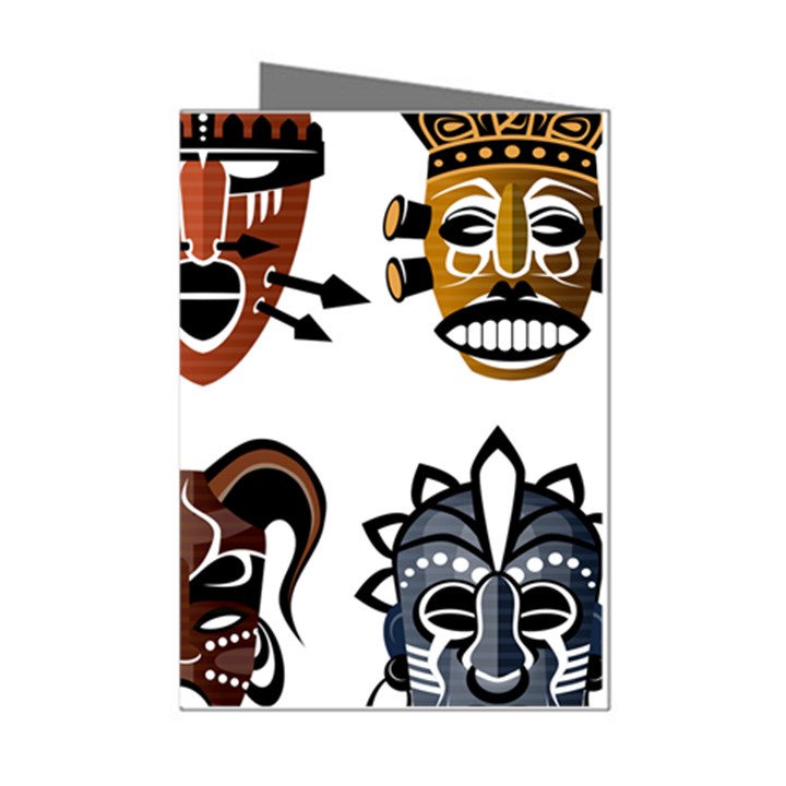 Tribal-masks-african-culture-set Mini Greeting Cards (Pkg of 8)