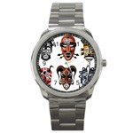 Tribal-masks-african-culture-set Sport Metal Watch Front