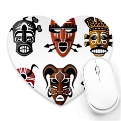 Tribal-masks-african-culture-set Heart Mousepad by 99art