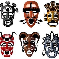 Tribal-masks-african-culture-set Play Mat (rectangle) by 99art