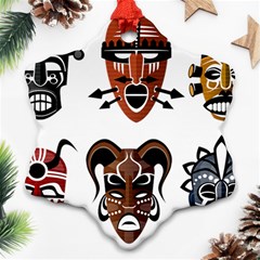 Tribal-masks-african-culture-set Snowflake Ornament (two Sides) by 99art