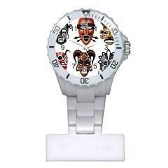 Tribal-masks-african-culture-set Plastic Nurses Watch by 99art