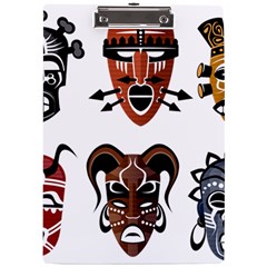 Tribal-masks-african-culture-set A4 Acrylic Clipboard by 99art