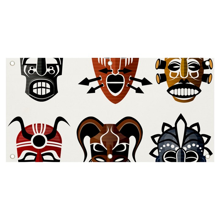 Tribal-masks-african-culture-set Banner and Sign 4  x 2 