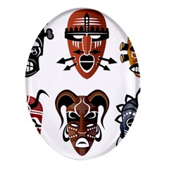 Tribal-masks-african-culture-set Oval Glass Fridge Magnet (4 Pack) by 99art