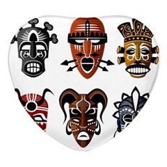 Tribal-masks-african-culture-set Heart Glass Fridge Magnet (4 Pack) by 99art