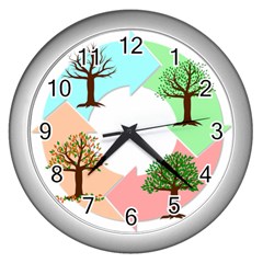 Seasons-of-the-year-year-tree Wall Clock (silver) by 99art