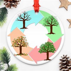 Seasons-of-the-year-year-tree Round Ornament (two Sides) by 99art