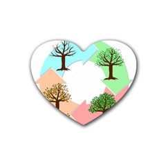 Seasons-of-the-year-year-tree Rubber Coaster (heart) by 99art