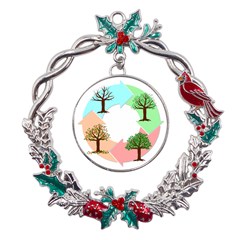 Seasons-of-the-year-year-tree Metal X mas Wreath Holly Leaf Ornament