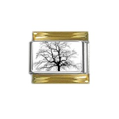 Tree-silhouette-winter-plant Gold Trim Italian Charm (9mm) by 99art