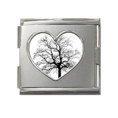 Tree-silhouette-winter-plant Mega Link Heart Italian Charm (18mm) by 99art