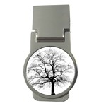 Tree-silhouette-winter-plant Money Clips (Round)  Front