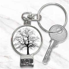 Tree-silhouette-winter-plant Nail Clippers Key Chain by 99art