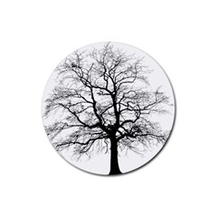 Tree-silhouette-winter-plant Rubber Coaster (round) by 99art