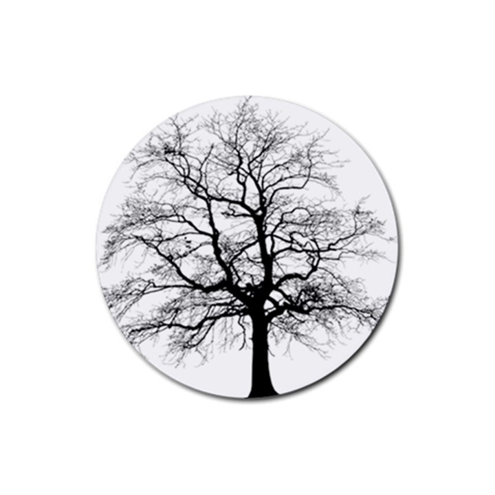 Tree-silhouette-winter-plant Rubber Coaster (Round)