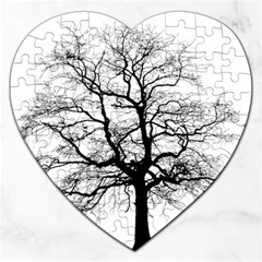 Tree-silhouette-winter-plant Jigsaw Puzzle (heart) by 99art