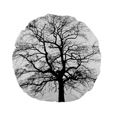 Tree-silhouette-winter-plant Standard 15  Premium Round Cushions by 99art