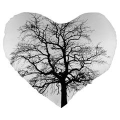 Tree-silhouette-winter-plant Large 19  Premium Heart Shape Cushions by 99art