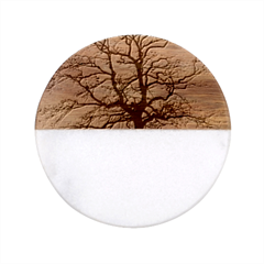 Tree-silhouette-winter-plant Classic Marble Wood Coaster (round) 