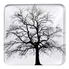 Tree-silhouette-winter-plant Square Glass Fridge Magnet (4 Pack)