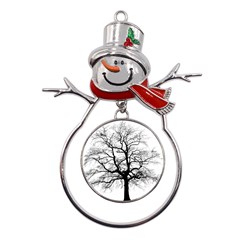 Tree-silhouette-winter-plant Metal Snowman Ornament