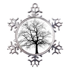 Tree-silhouette-winter-plant Metal Large Snowflake Ornament