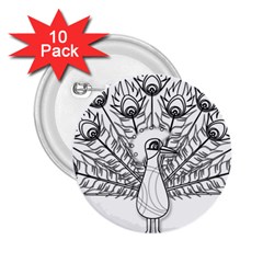 Peacock-plumage-display-bird 2 25  Buttons (10 Pack) 